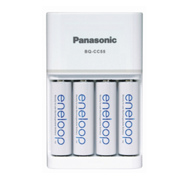 Panasonic Eneloop BQ-CC55 batterilader + 4 x AA Eneloop